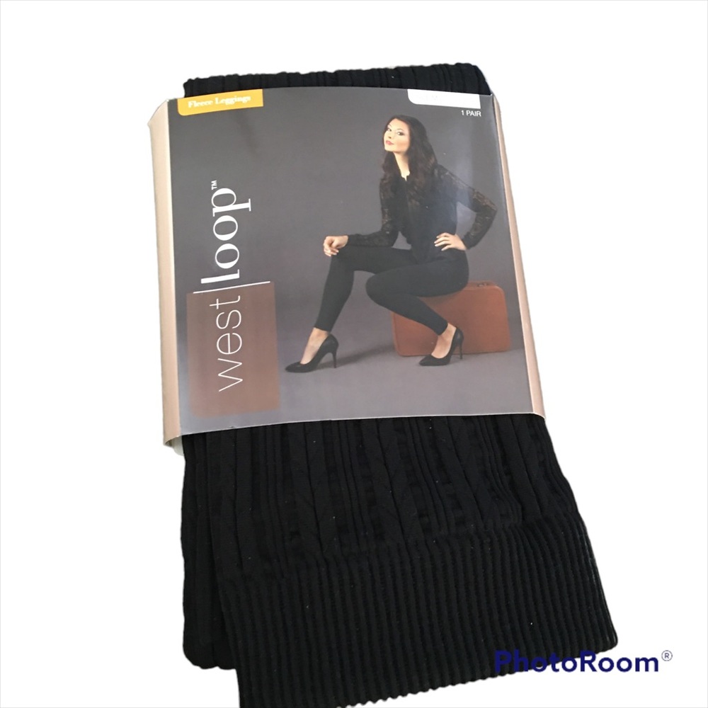 Black Textured Fleece Leggings